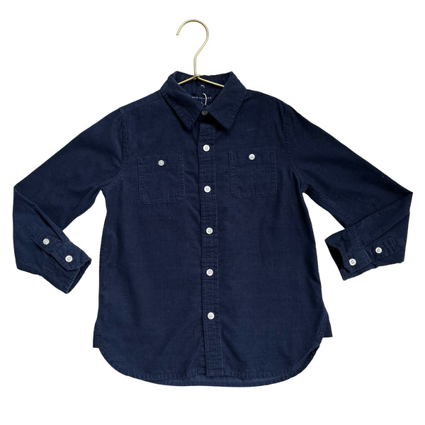 Janie and Jack Navy Corduroy Button Down Shirt - Size 4