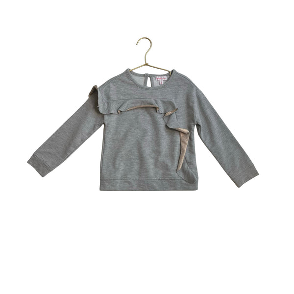 Design History Gray & Peach Metallic Ruffle Light Sweatshirt - Size 5 - Bounce Mkt