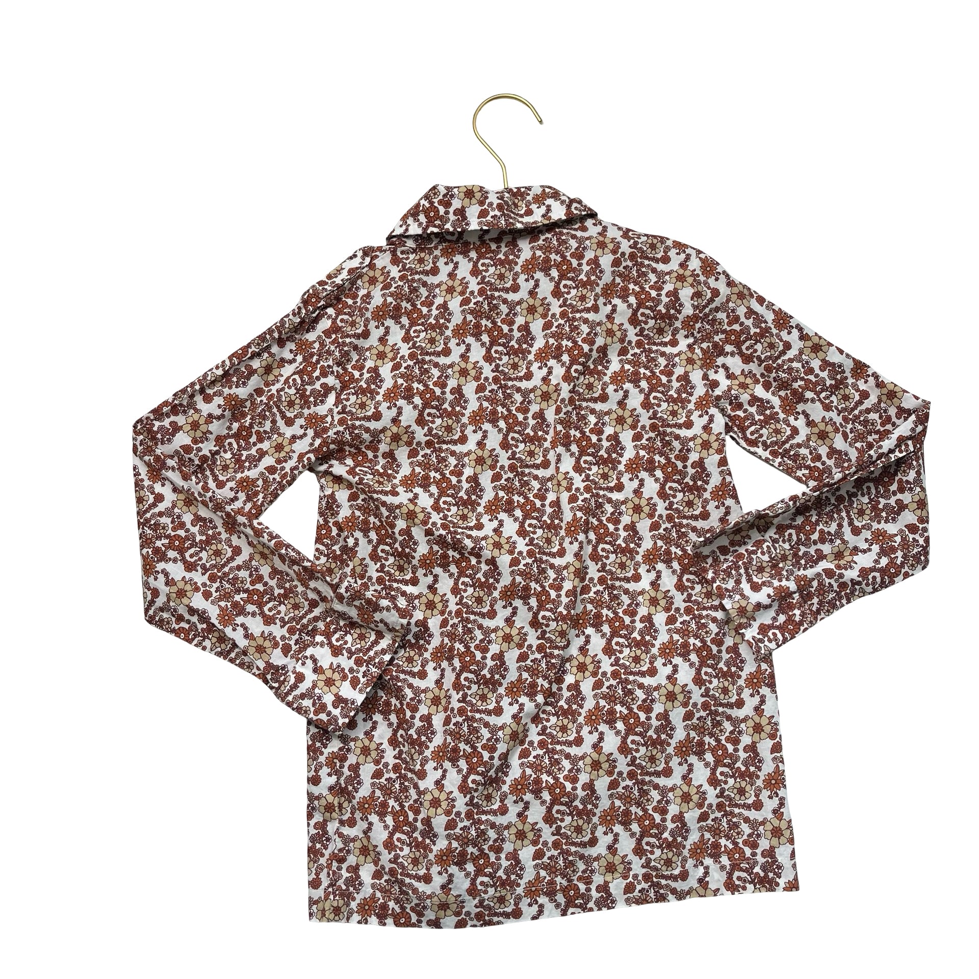 Kate Quinn Ivory & Brown Floral Button Down Shirt - Size 8Y