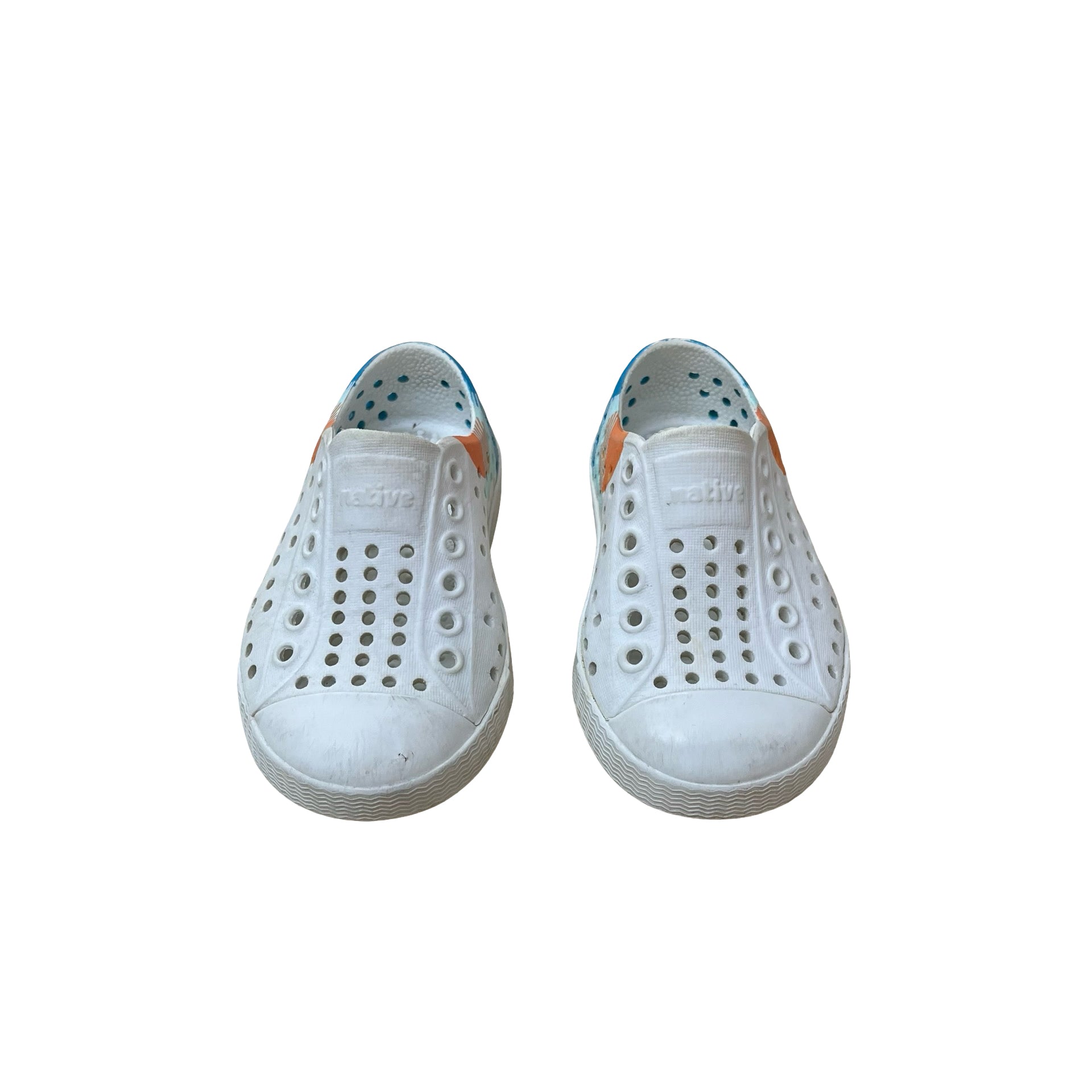 Native Jefferson Ivory, Orange, Aqua Shoes - Size C5