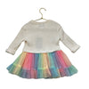 Rare Editions Ivory Cable-Knit & Pastel Tulle Dress - Size 2T