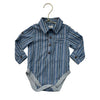 Me & Henry Blue Plaid Button Down Bodysuit - Size 0-3 Mo