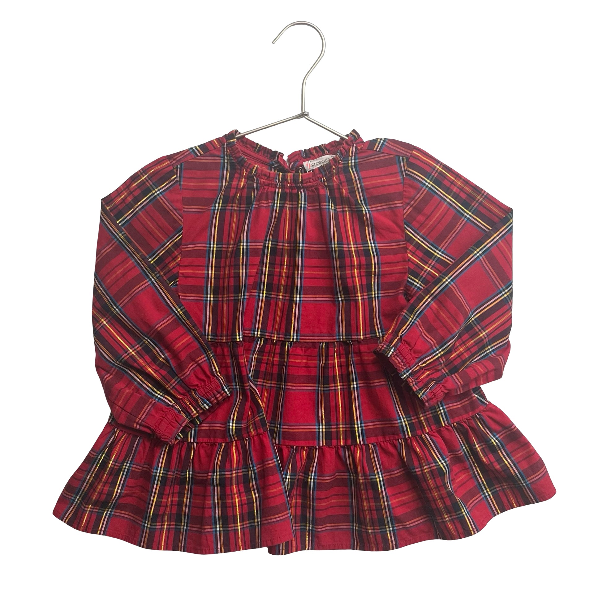 Crewcuts Red Tartan & Metallic Blouse - Size S 6-7