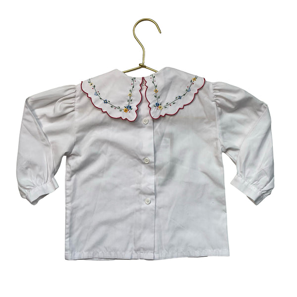 Jacadi White Embroidered Collar Blouse - Size 2