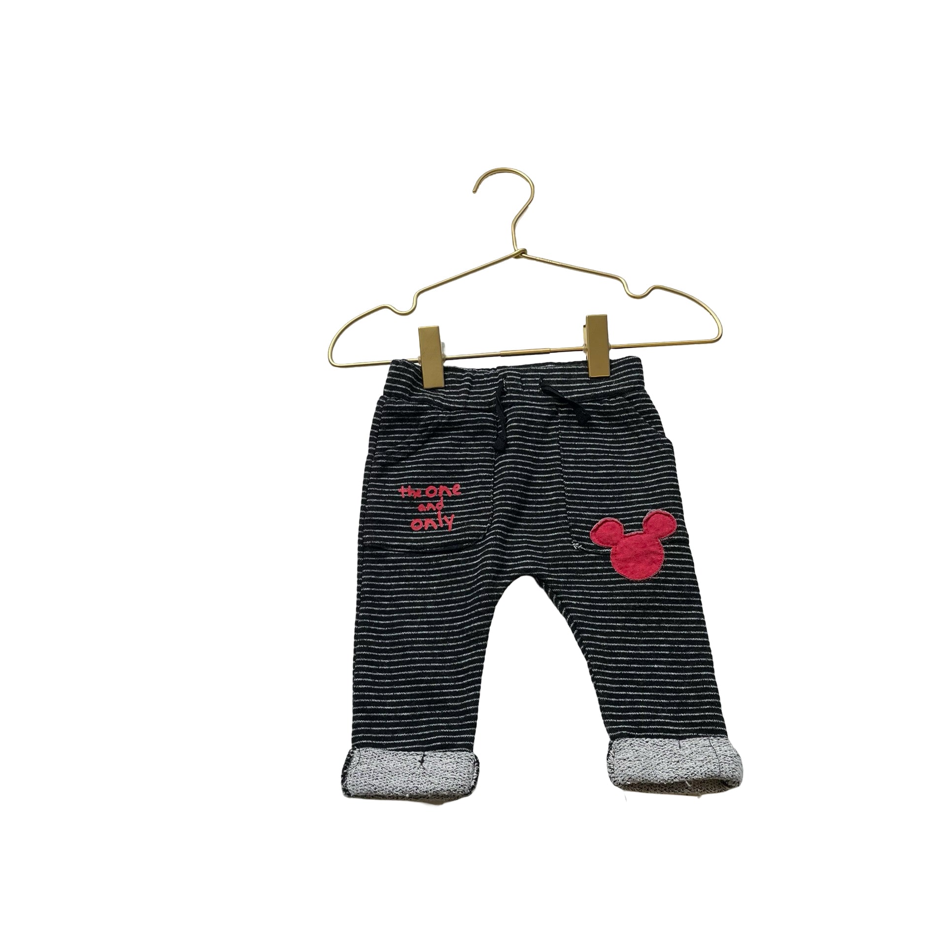 Disney Black & White Striped Mickey Pants - Size 0 - 3 Mo - Bounce Mkt