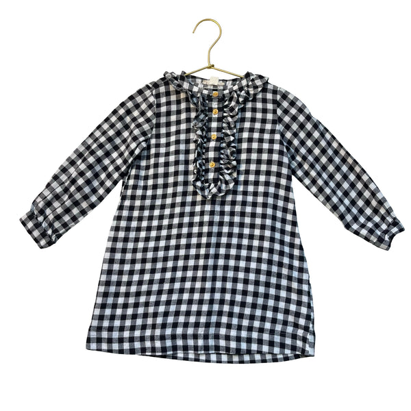 Crewcuts Black & Ivory Check Flannel Dress - Size 3