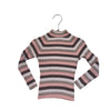 Mayoral Ivory, Tan, Brown, Pink Striped Knit Ribbed Mock Neck Shirt - Size 5