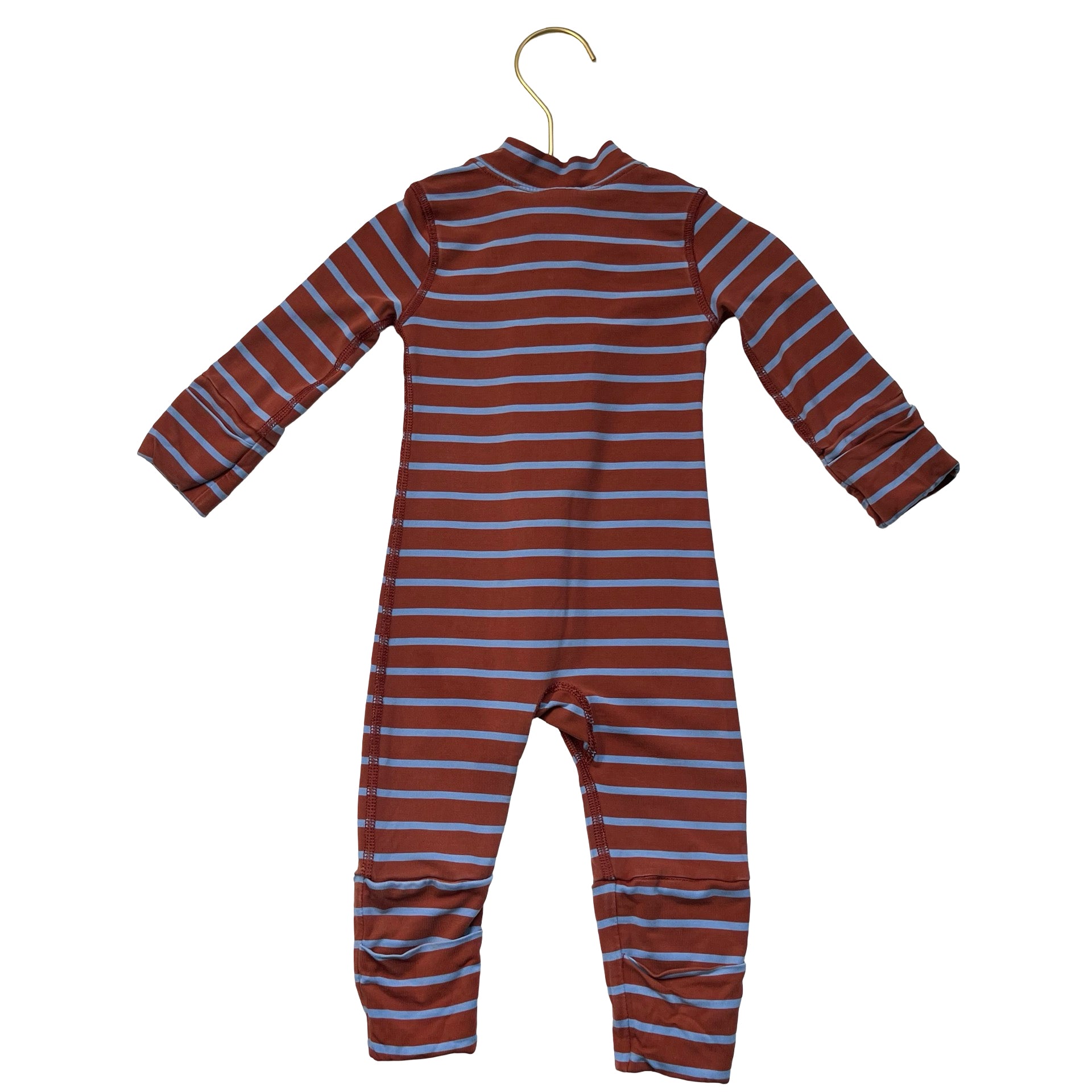 Hanna Andersson Brown & Light Blue Striped One-Piece PJ - Size 0-3 Mo