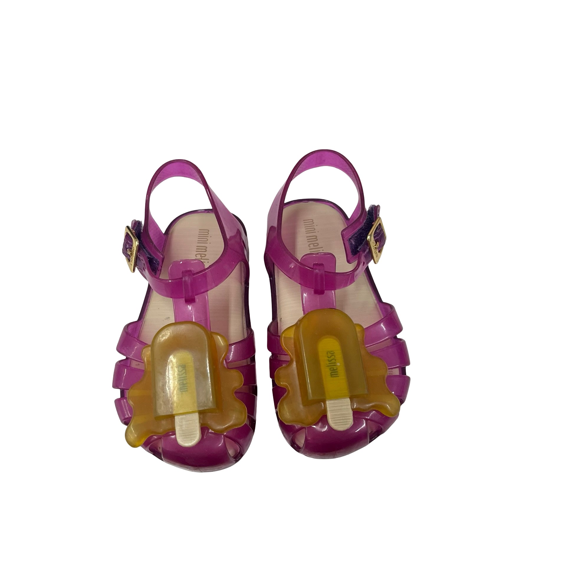 Mini Melissa Pink & Yellow Popsicle Jelly Sandals - Size 7