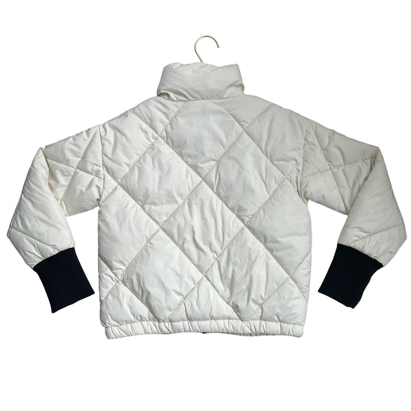 Treasure & Bond Ivory Quilted Puffer Jacket - Size L 10-12