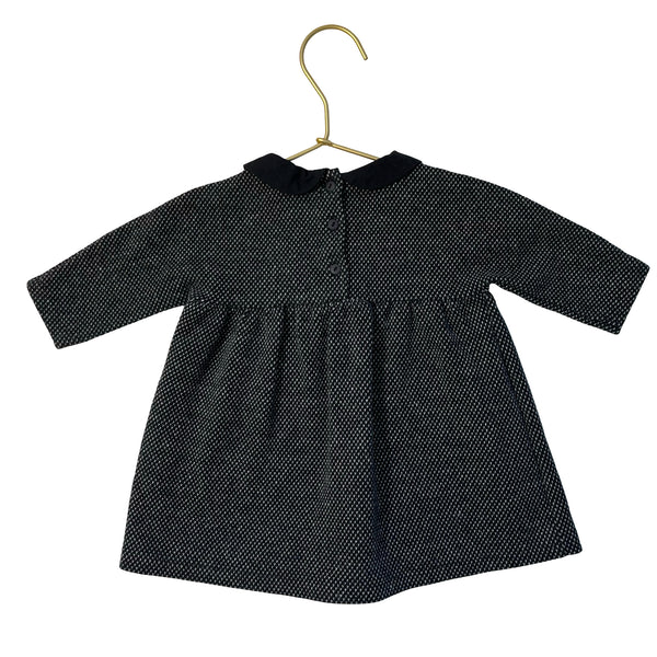 Play Up Black & White Pattern Knit Collar Dress - Size 6 Mo