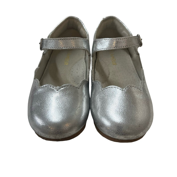 L'Amour Leather Silver Metallic Mary Jane Shoes - Size 1Y Big Kid