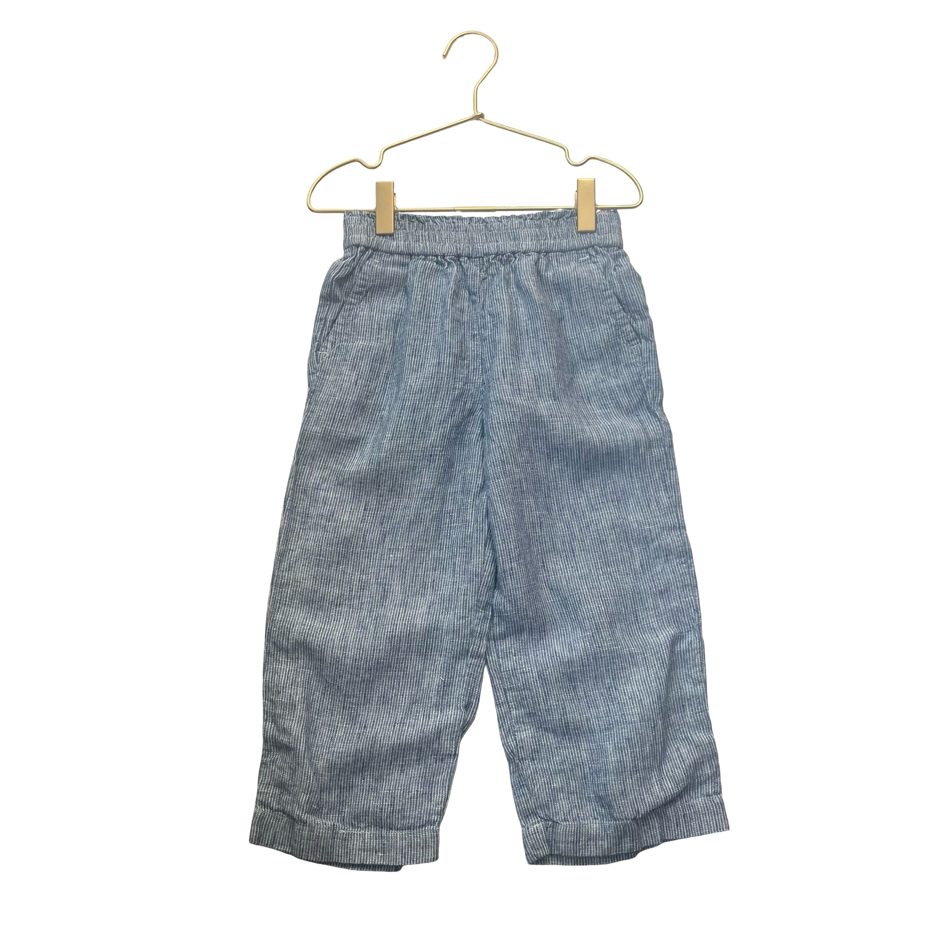 Crewcuts Blue & White Pattern Linen Ankle Pants - Size 6