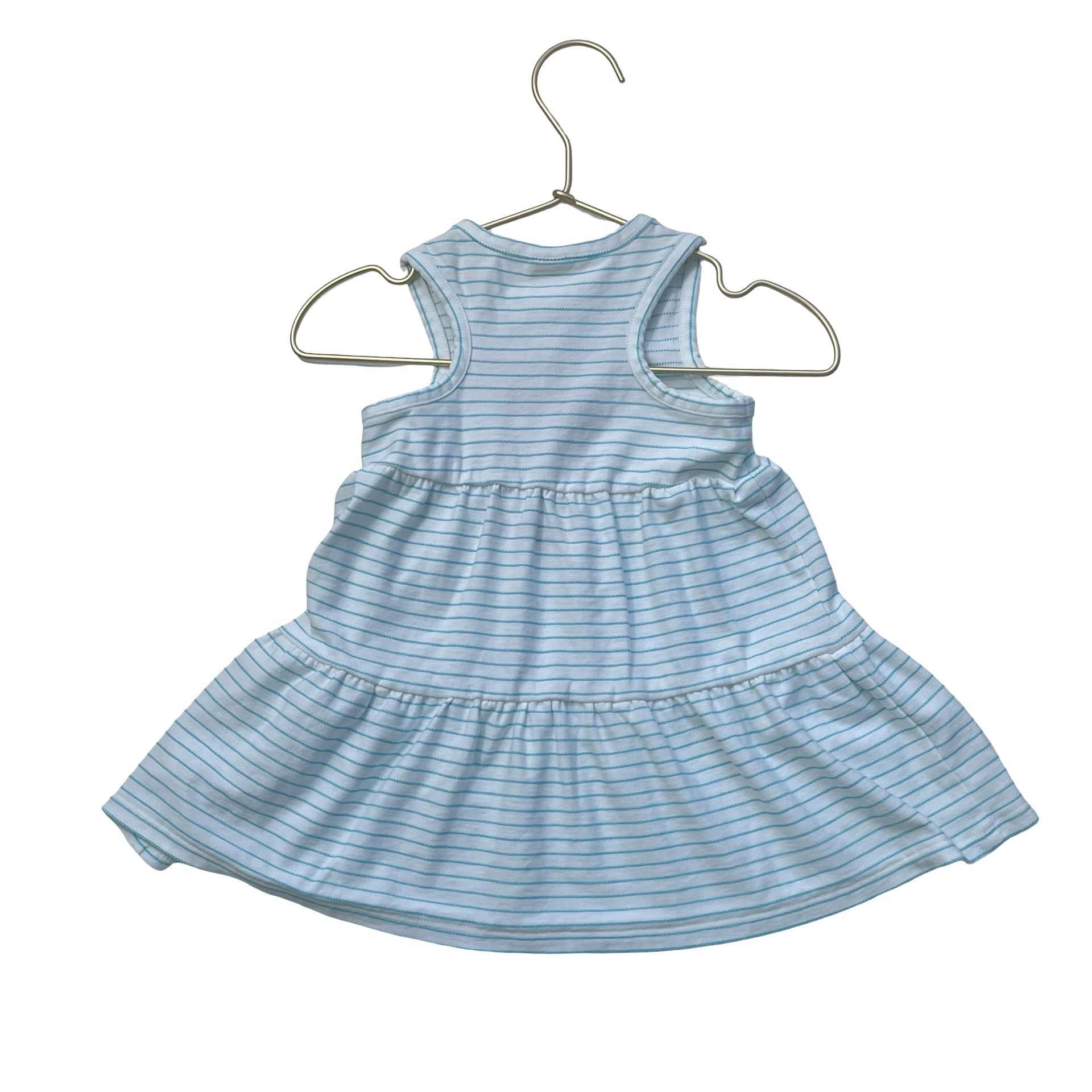 Tucker & Tate Ivory & Teal Stripe Sleeveless Dress - Size 9 Months