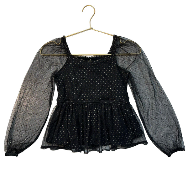 Gap Kids Black Tulle & Gold Metallic Dot Top - Size M 8