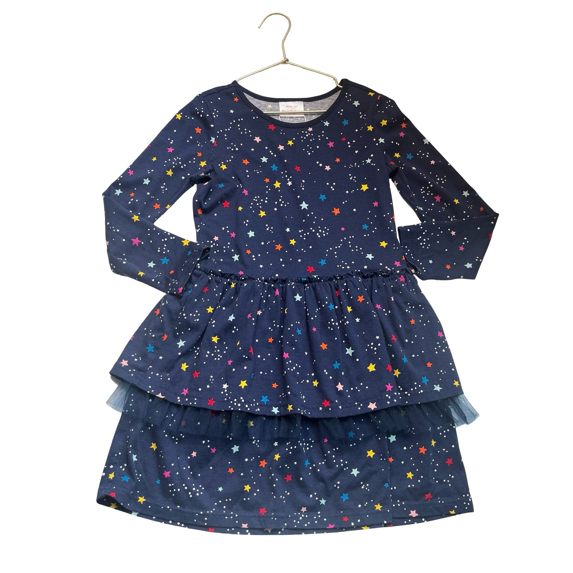 Hanna Andersson Navy Star & Tulle Ruffle Dress - Size 8