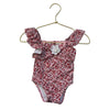 Janie and Jack Pink & Red Floral Swimsuit -  Size 6-12 Months