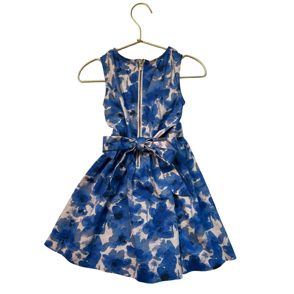 Crewcuts Blue Abstract Floral Belted Dress - Size 3