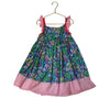Mini Boden Blue Tropical & Striped Print Dress - Size 6-7Y