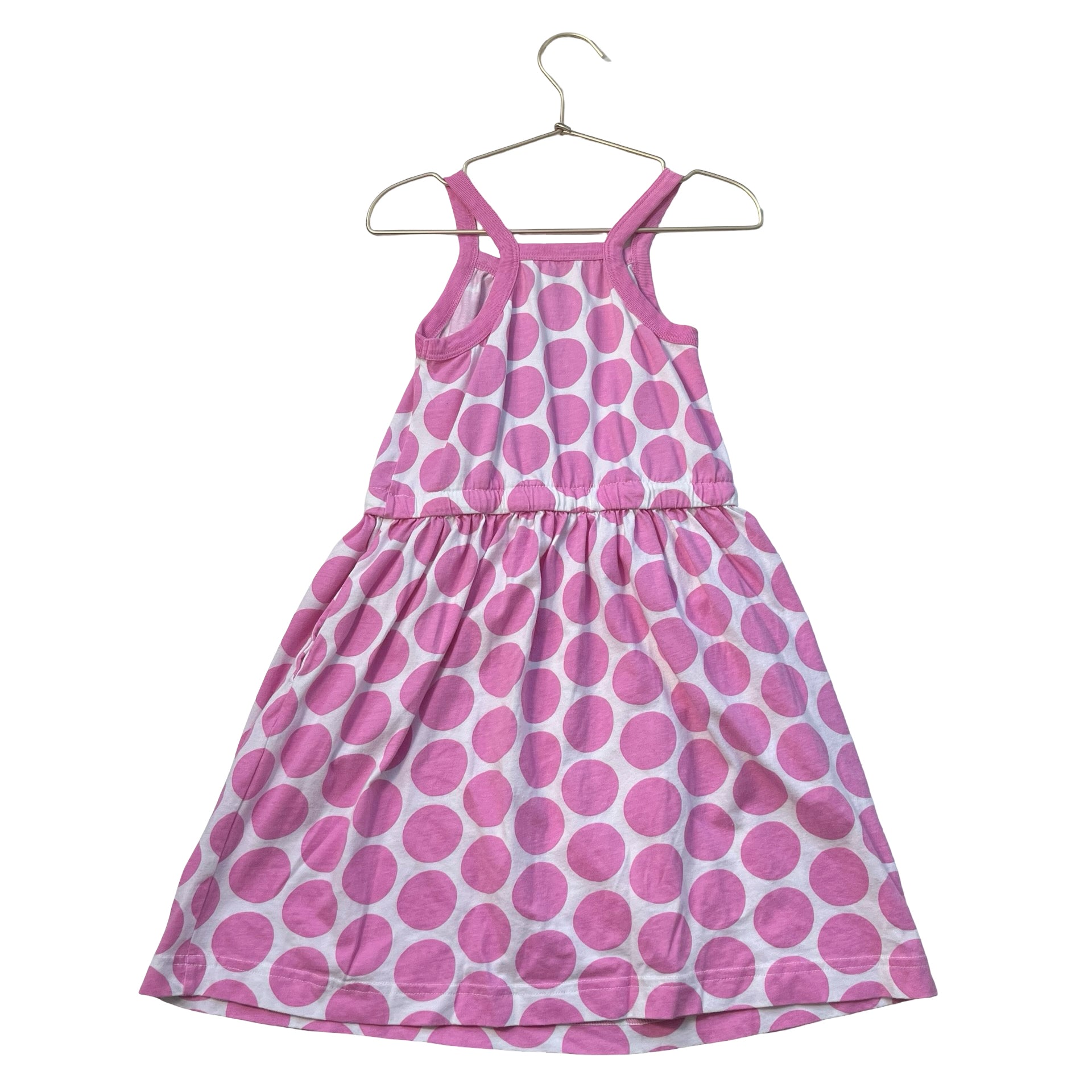 Primary Pink & Ivory Polka Dot Sleeveless Dress - Size 6/7