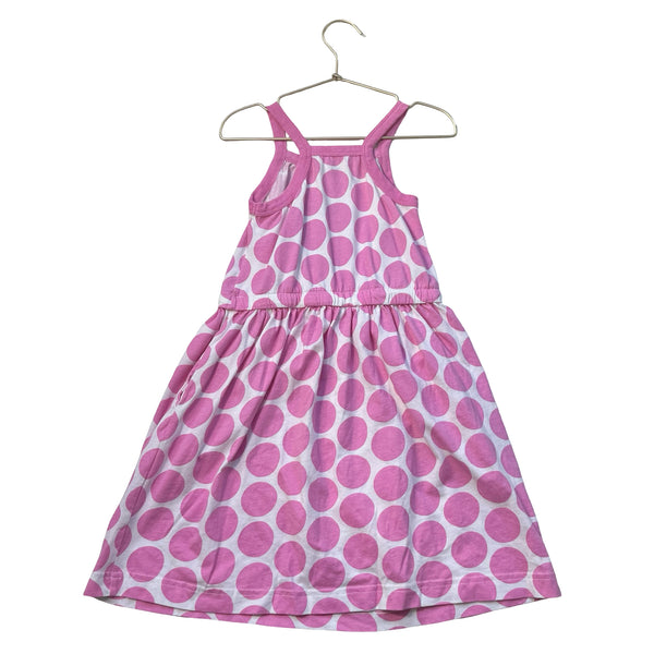 Primary Pink & Ivory Polka Dot Sleeveless Dress - Size 6/7