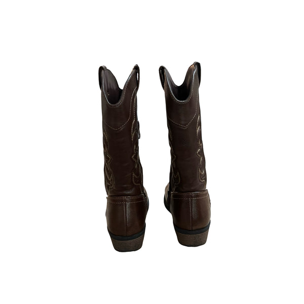 Cat & Jack Brown Faux Leather Cowboy Boots - Size 13