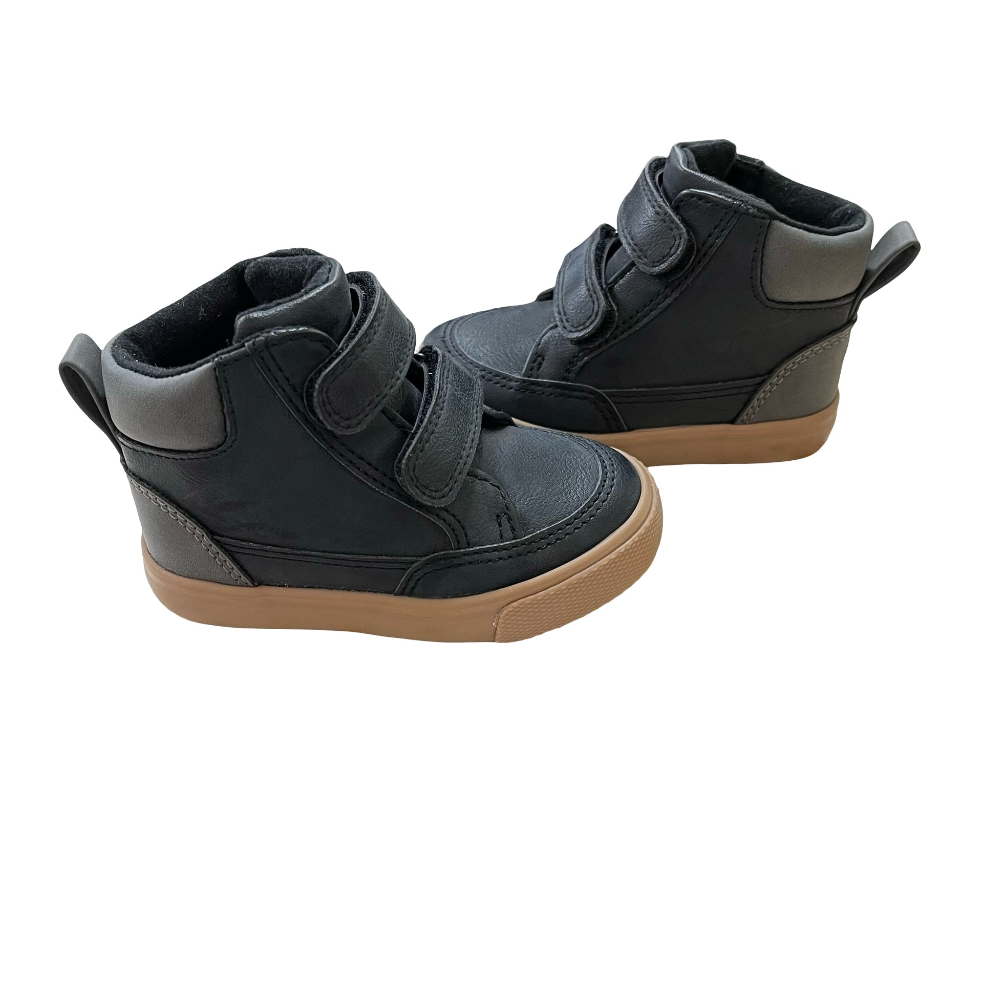 Cat & Jack Black Faux Leather Velcro High Top Sneaker Boots - Size 5