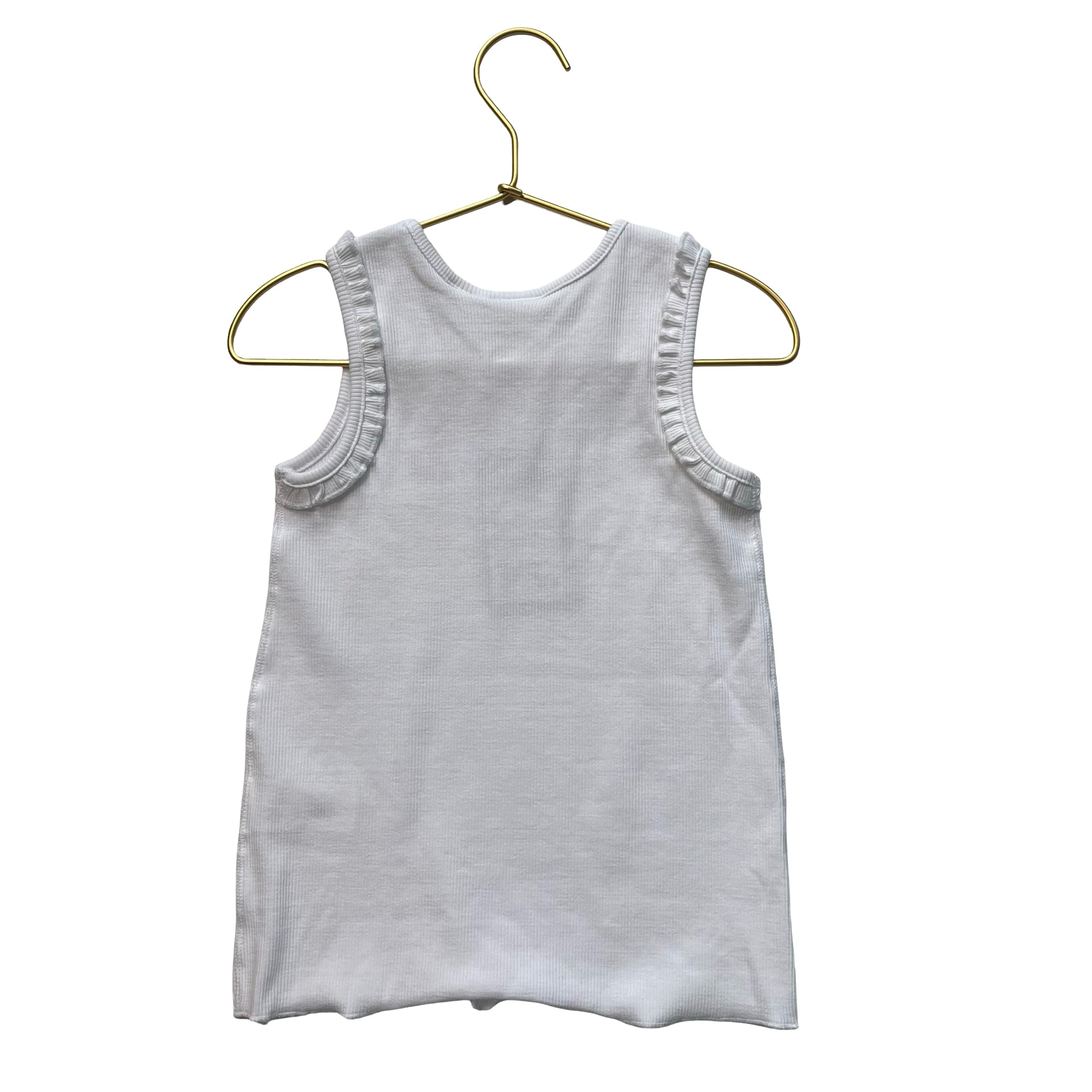 Zara White Ribbed Heart Patch Tank Top - Size 6