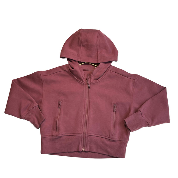 Old Navy Dusty Rose Cropped Zip-Up Hooded Sweatshirt - Size XS 5