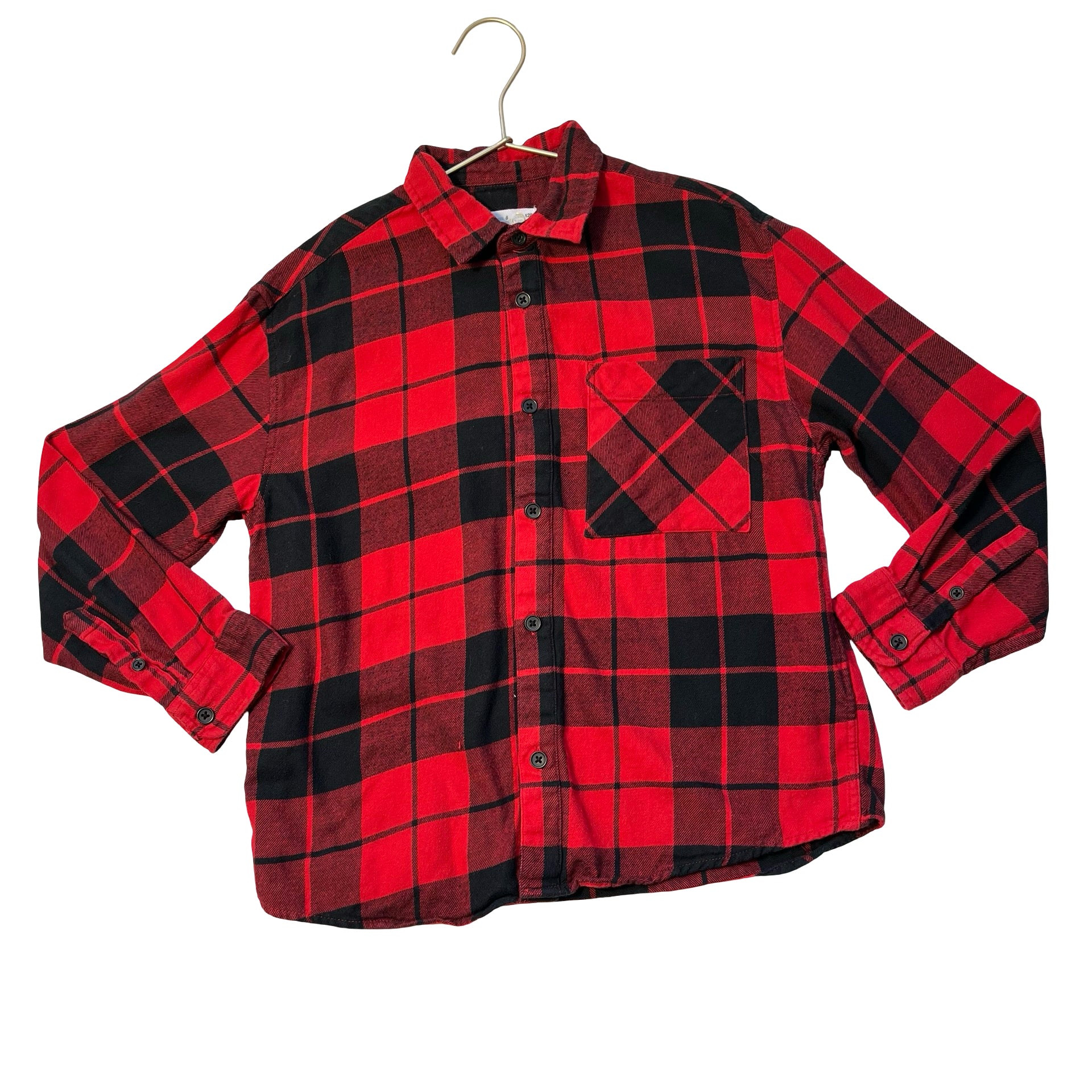 Zara Red & Black Plaid Flannel Button Down Shirt - Size 8