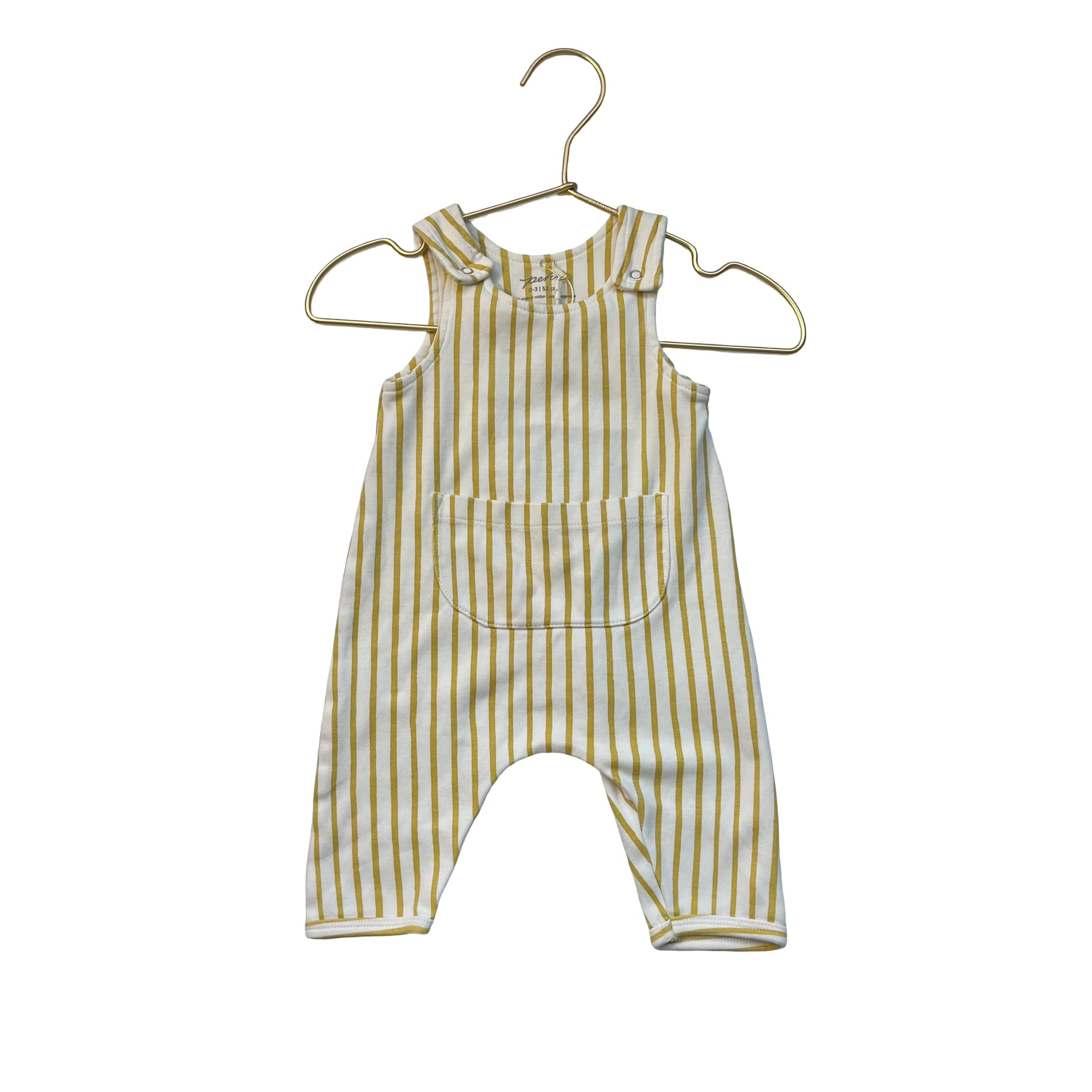 Pehr Ivory & Yellow Striped Overall One-Piece - Size 0-3 Mo