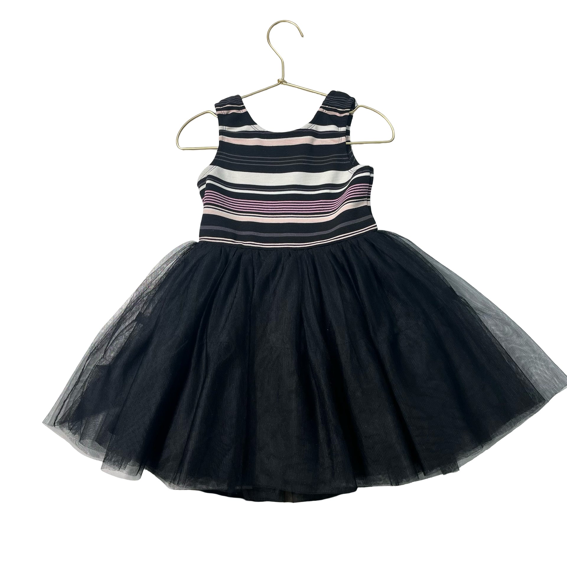 Pippa & Julie Pastourelle Black Stripe & Tulle Dress - Size 3T
