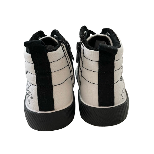 Ground Up White & Black Dinosaur Print Sneakers - Size 1Y Big Kid
