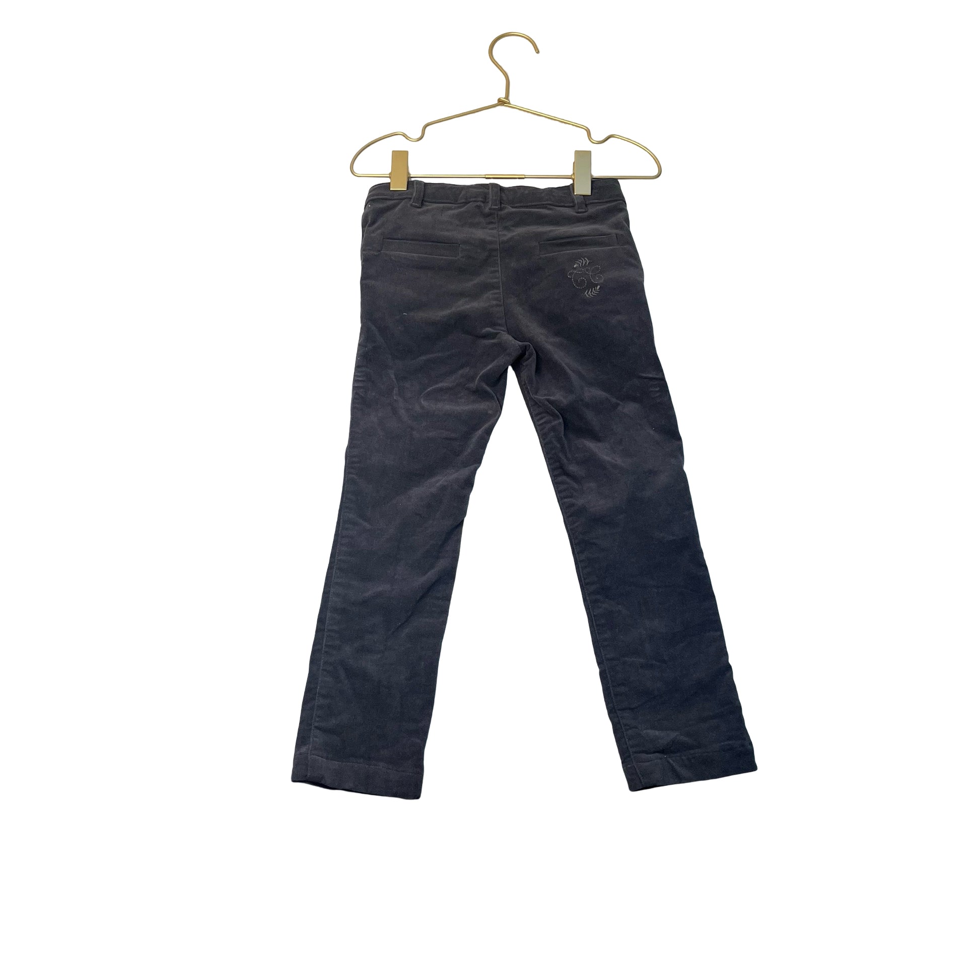 Tartine et Chocolat Gray Velvet Pants, Sequin Accent - Size 4A