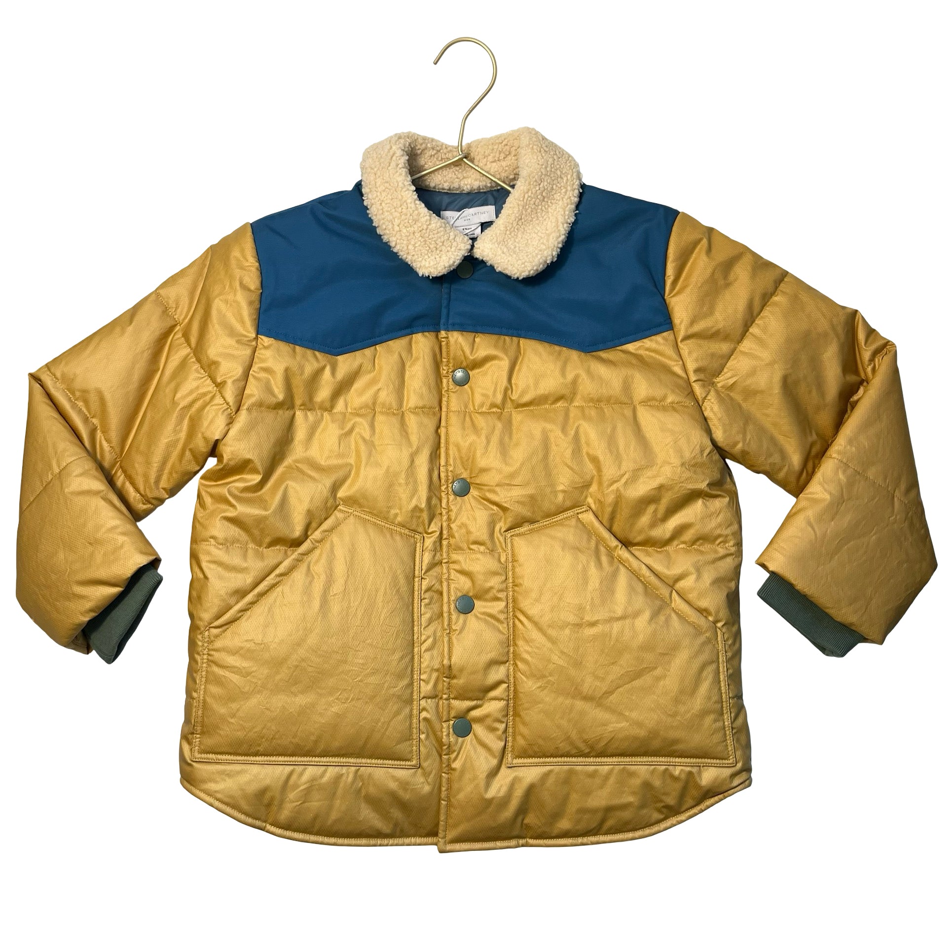 Stella McCartney Kids Mustard & Teal Jacket, Sherpa Collar - Size 8