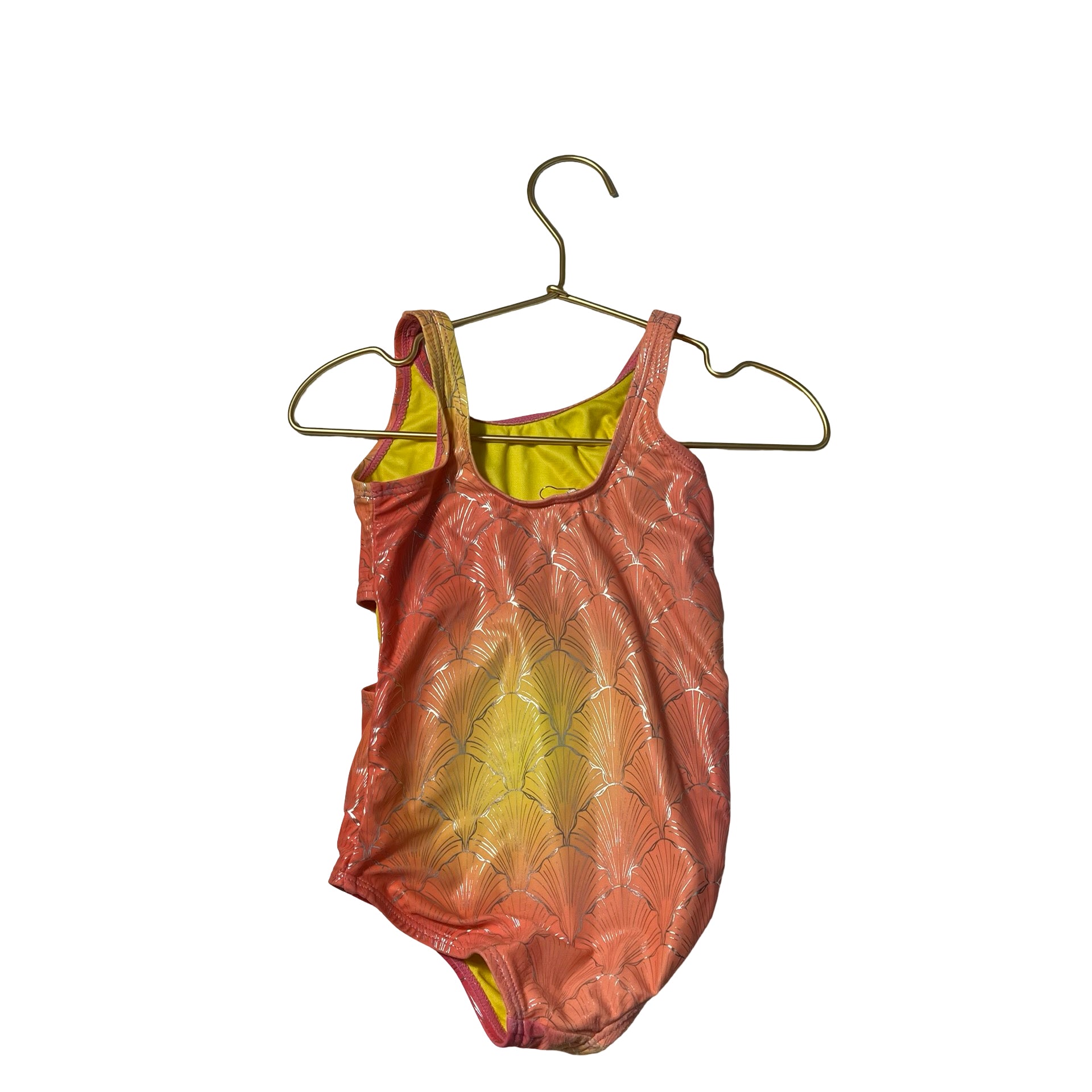 Appaman Pink, Orange, Yellow Ombre & Metallic Shell Swim Suit - Size 4T