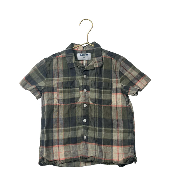 Old Navy Green Plaid Linen-Cotton Button Down Shirt - Size XS 5