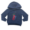 Polo Ralph Lauren Navy Hooded Sweatshirt, Plaid Applique Logo - Size 4