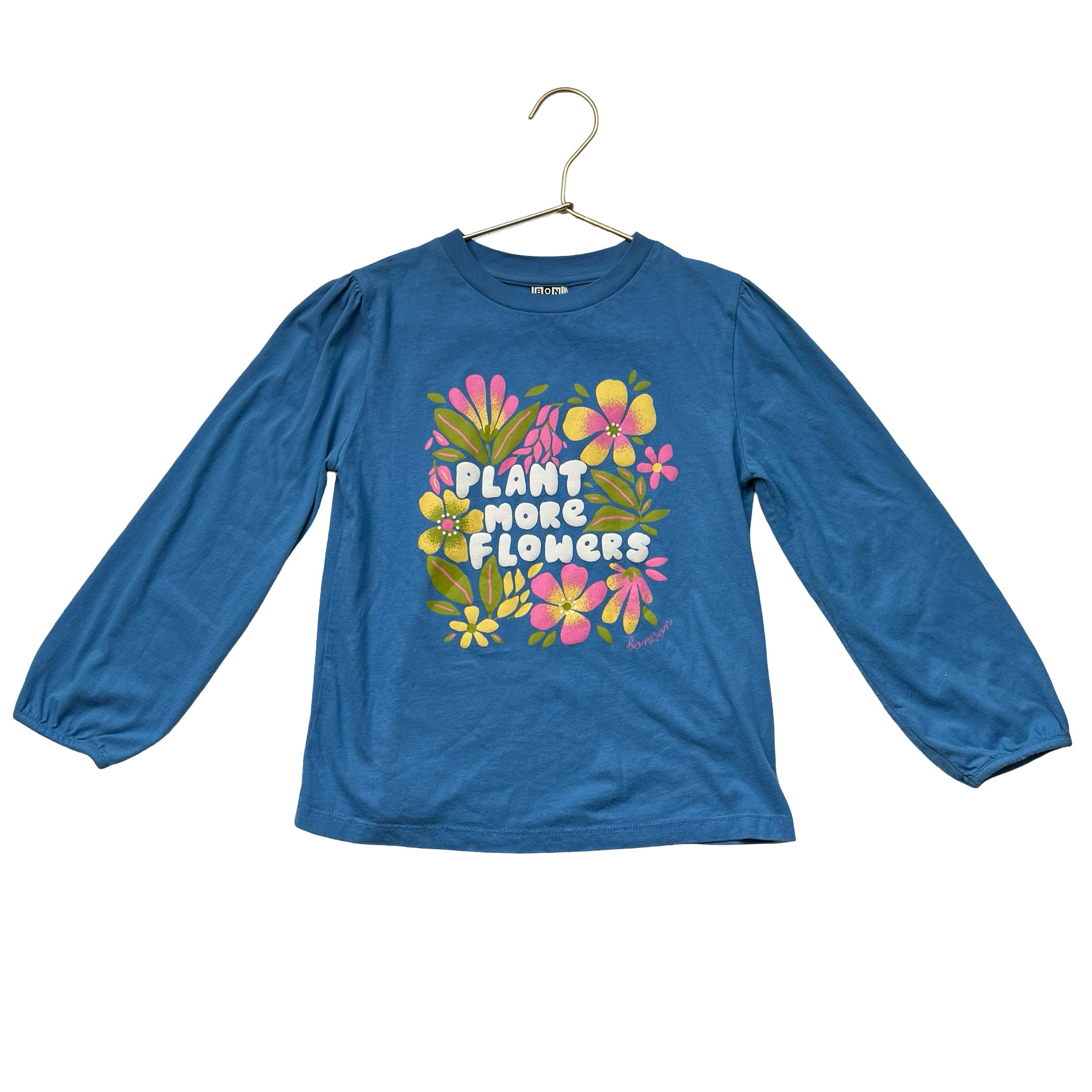 Bonton Blue 'Make More Flowers' Graphic Shirt - Size 6