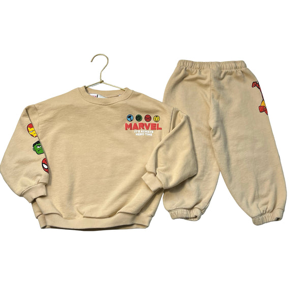 Zara x Marvel Tan Avengers Sweatshirt & Joggers Set - Size 4