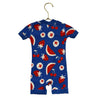 Hanna Andersson Blue & Red Fruit Print One-Piece Romper PJ - Size 3-6 Mo