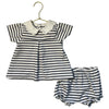 Janie and Jack White & Navy Striped Top & Bubble Shorts Set - Size 18-24 Mo