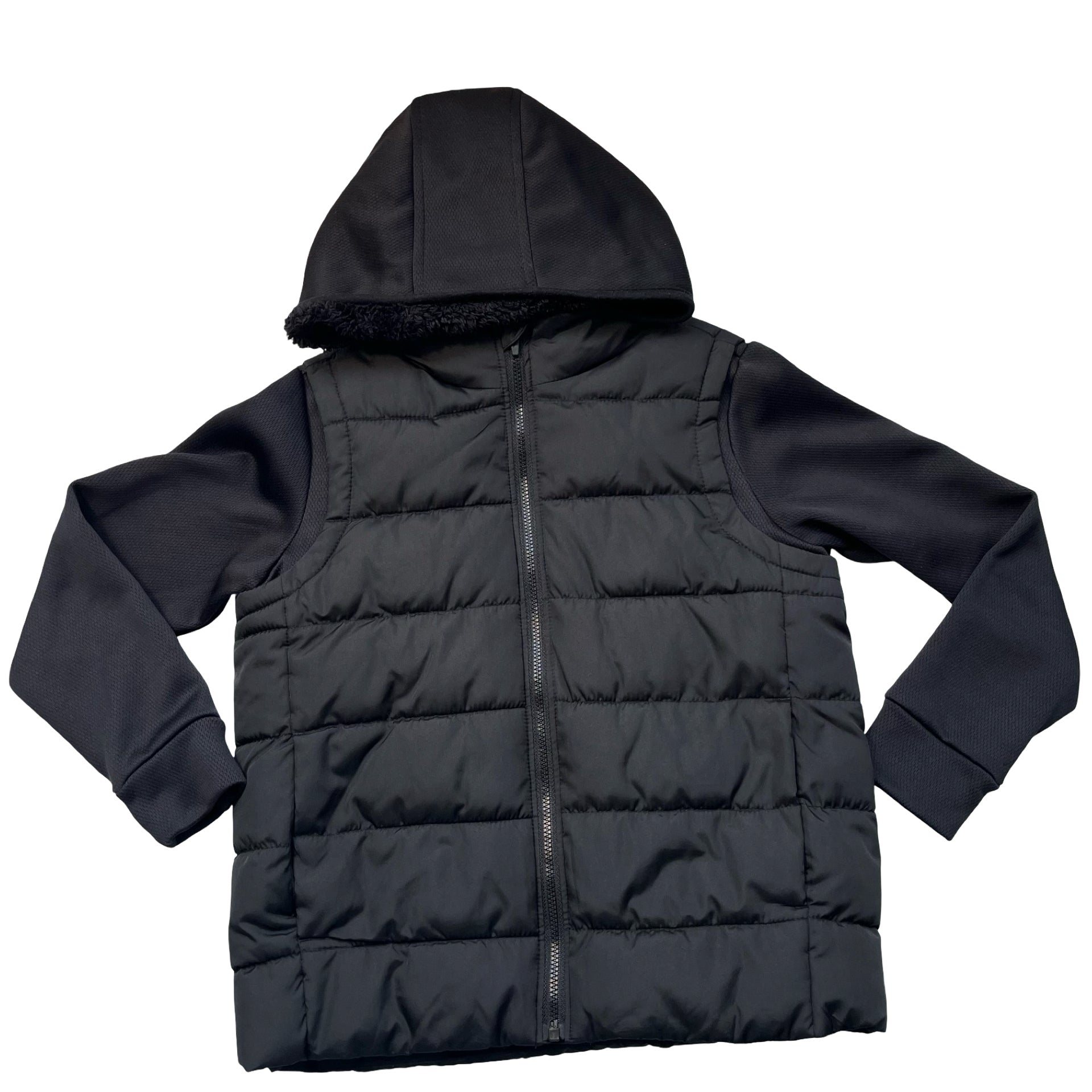 Old Navy Black Puffer Vest & Athletic Sweatshirt Jacket - Size S 6-7