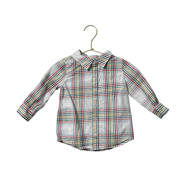 Hanna Andersson White & Primary Color Plaid Shirt - Size 18-24 Mo