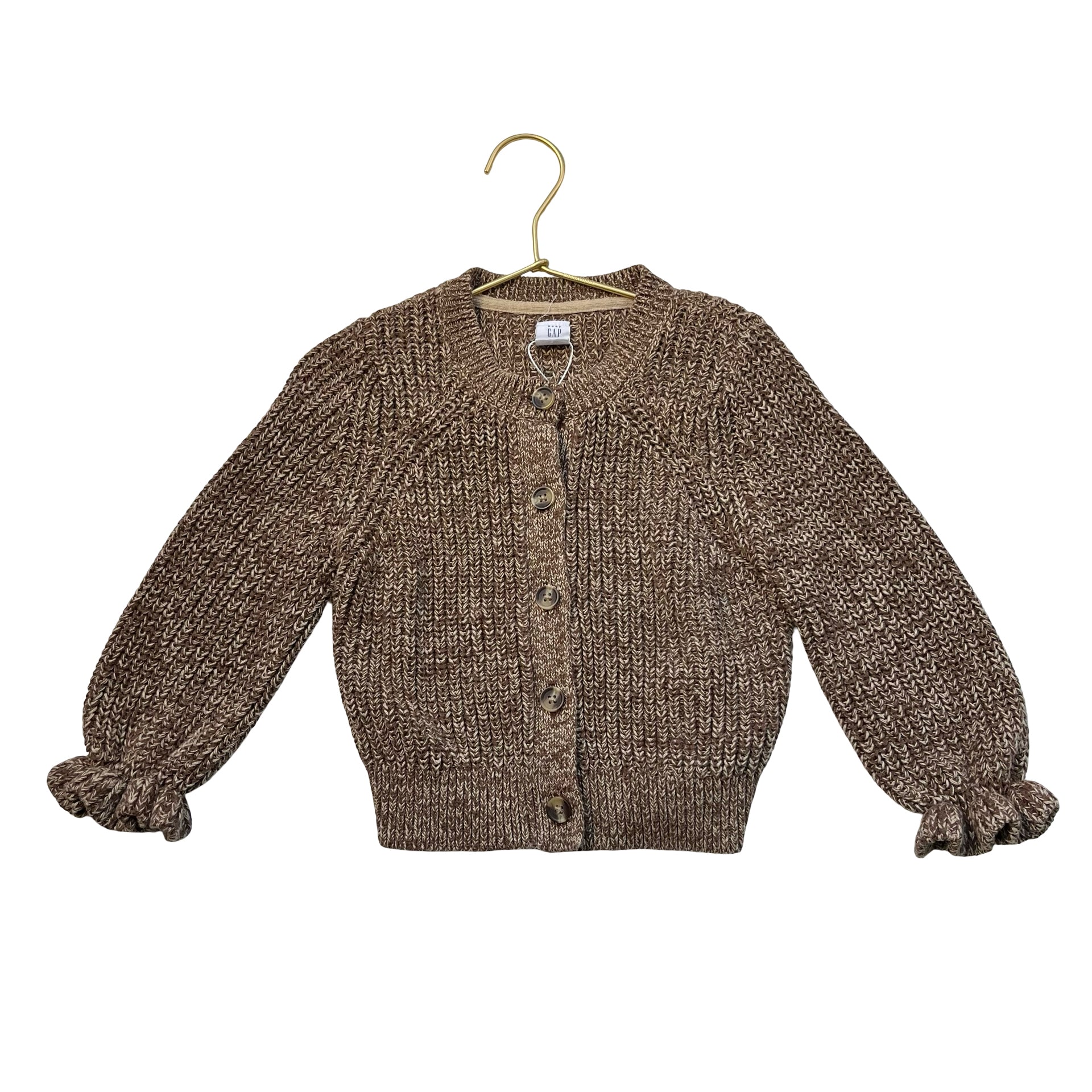 Baby Gap Heather Brown Cotton Cardigan Sweater - Size 3