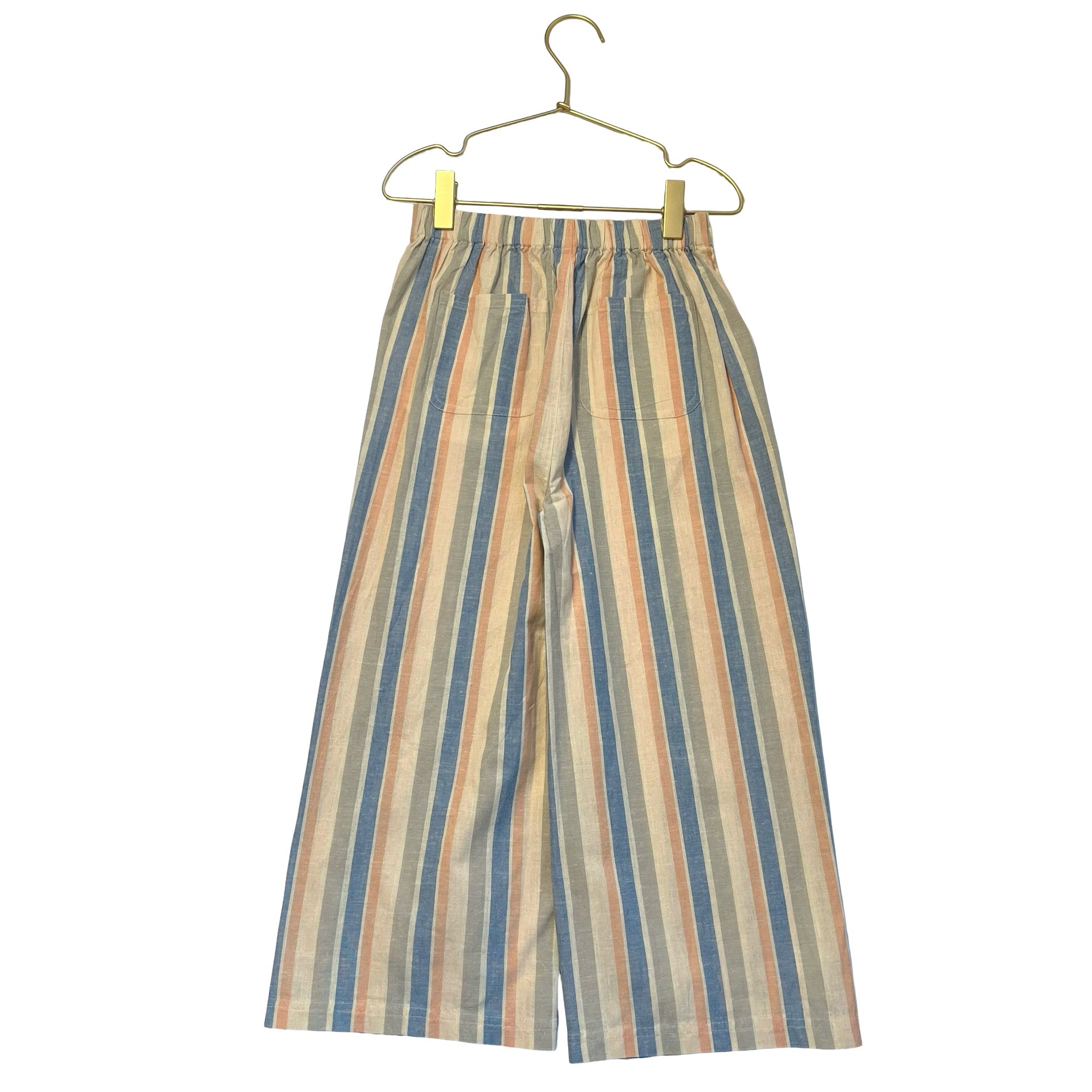Louise Misha Ivory, Blue, Peach Striped Wide-Leg Cropped Pants - Size 7Y