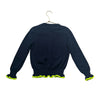 Crewcuts Navy Cardigan Sweater, Neon Trim - Size 6-7