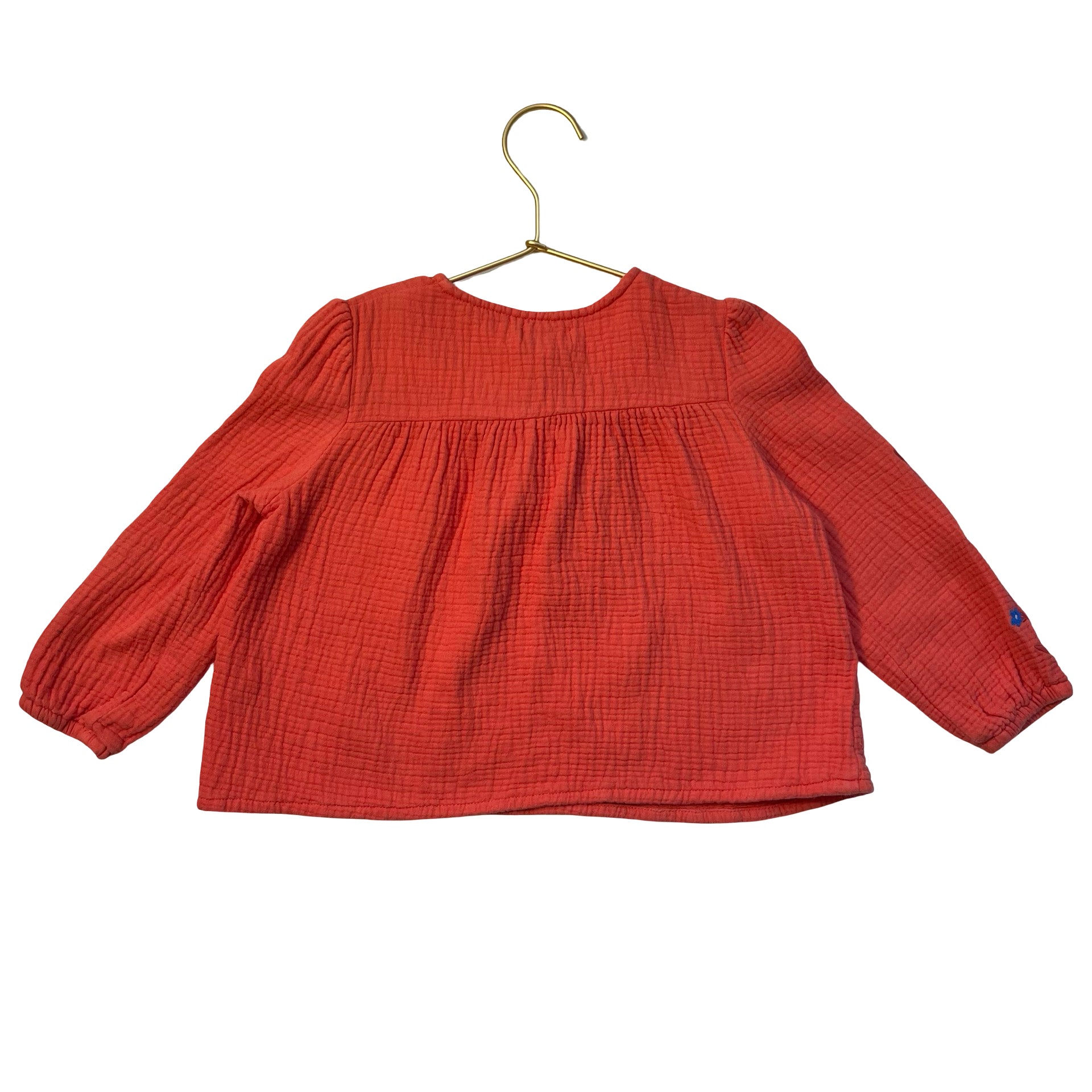 Catimini Orange Embroidered Cotton Gauze Top - Size 3