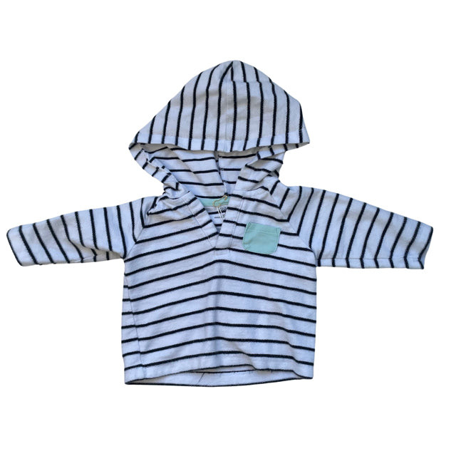 Little Me White & Navy Striped Cover Up - Size 6 Mo