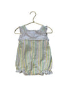 Beaufort Bonnet Pastel Striped Seersucker & Eyelet Bubble Romper - Size 12-18 Mo